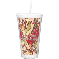 Thankful & Blessed Double Wall Tumbler with Straw (Personalized)