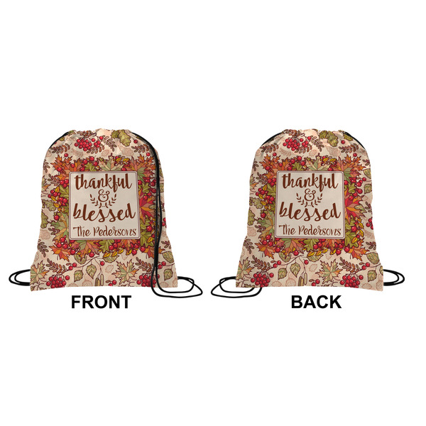 Thanksgiving Quotes and Sayings Drawstring Backpack Front & Back Medium