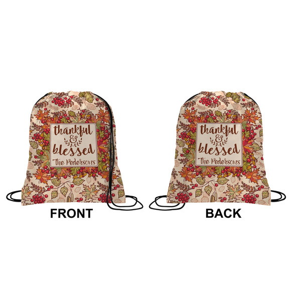 Thanksgiving Quotes and Sayings Drawstring Backpack Front & Back Small