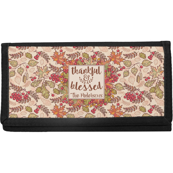 Custom Thankful & Blessed Canvas Checkbook Cover (Personalized)