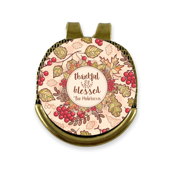 Custom Thankful & Blessed Golf Ball Marker - Hat Clip - Gold
