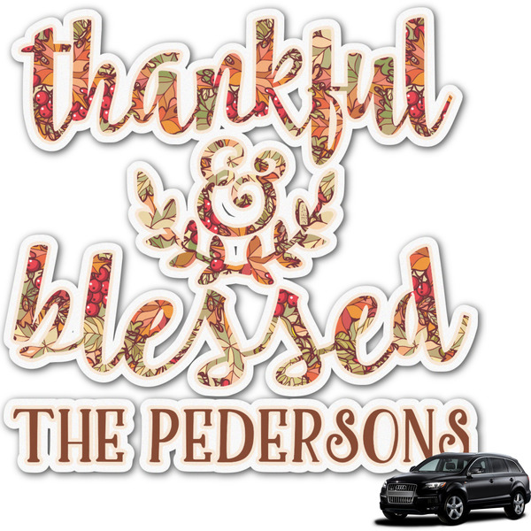 Custom Thankful & Blessed Graphic Car Decal (Personalized)