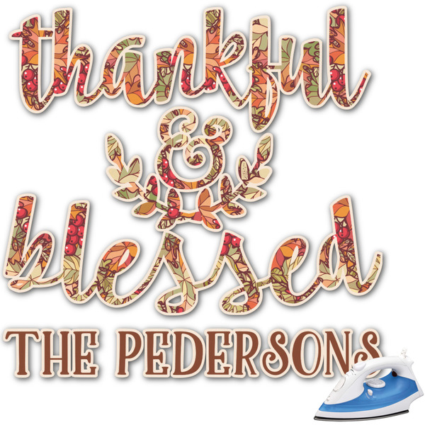 Custom Thankful & Blessed Graphic Iron On Transfer - Up to 6"x6" (Personalized)