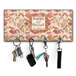 Thankful & Blessed Key Hanger w/ 4 Hooks w/ Name or Text