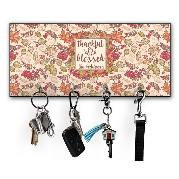 Custom Thankful & Blessed Key Hanger w/ 4 Hooks w/ Name or Text