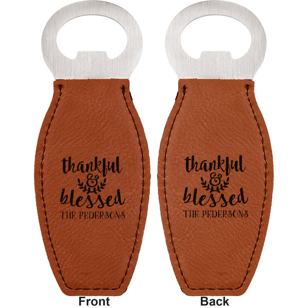 Thanksgiving Quotes and Sayings Leather Bar Bottle Opener - Front and Back