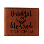 Thankful & Blessed Leatherette Bifold Wallet (Personalized)