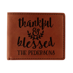 Thankful & Blessed Leatherette Bifold Wallet (Personalized)