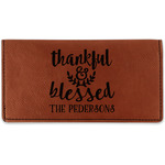 Thankful & Blessed Leatherette Checkbook Holder - Single Sided (Personalized)