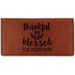 Thankful & Blessed Leatherette Checkbook Holder (Personalized)