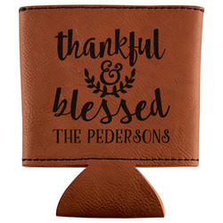 Thankful & Blessed Leatherette Can Sleeve (Personalized)