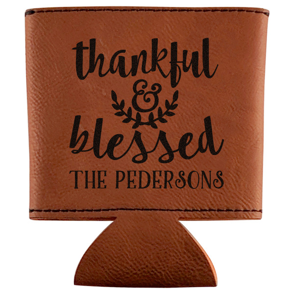 Custom Thankful & Blessed Leatherette Can Sleeve (Personalized)