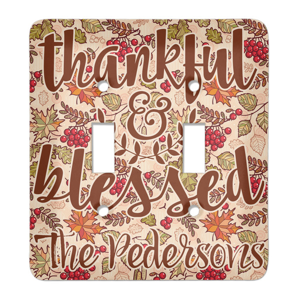 Custom Thankful & Blessed Light Switch Cover (2 Toggle Plate) (Personalized)