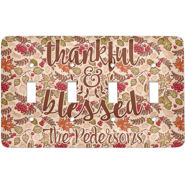 Custom Thankful & Blessed Light Switch Cover (4 Toggle Plate) (Personalized)