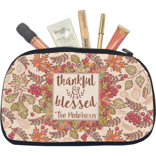 Custom Thankful & Blessed Makeup / Cosmetic Bag - Medium (Personalized)