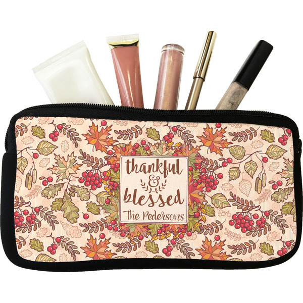 Custom Thankful & Blessed Makeup / Cosmetic Bag - Small (Personalized)