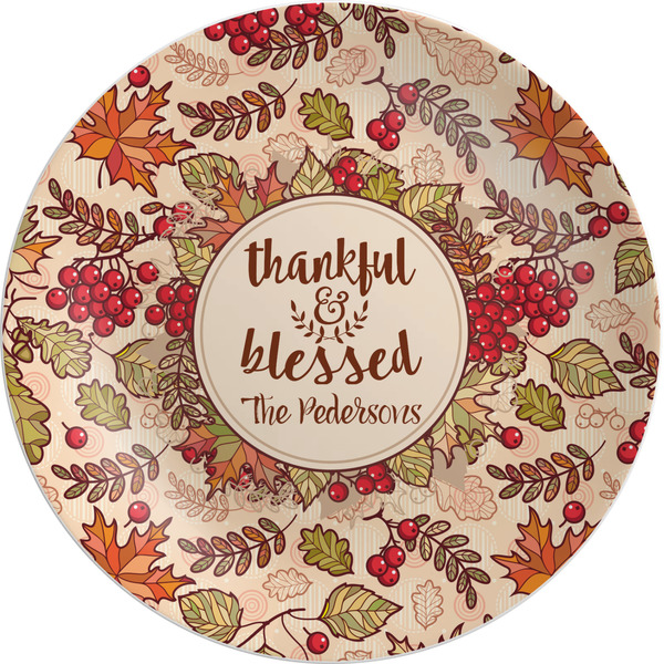Custom Thankful & Blessed Melamine Plate (Personalized)