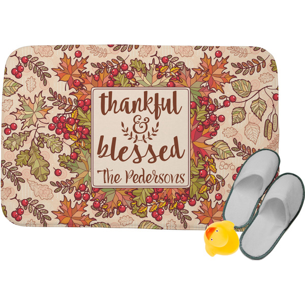 Custom Thankful & Blessed Memory Foam Bath Mat - 34"x21" (Personalized)