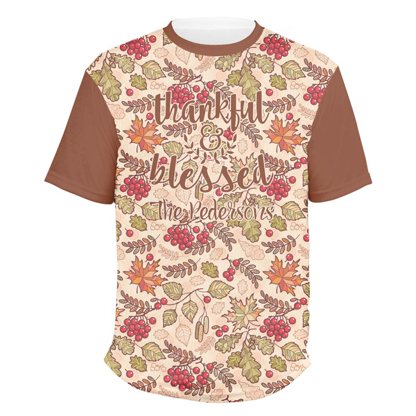 Custom Thankful & Blessed Men's Crew T-Shirt (Personalized)