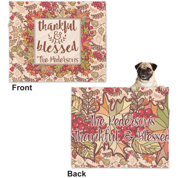 Thanksgiving Quotes and Sayings Microfleece Dog Blanket - Large- Front & Back