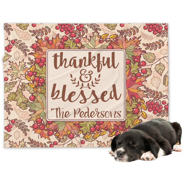 Custom Thankful & Blessed Dog Blanket - Large (Personalized)
