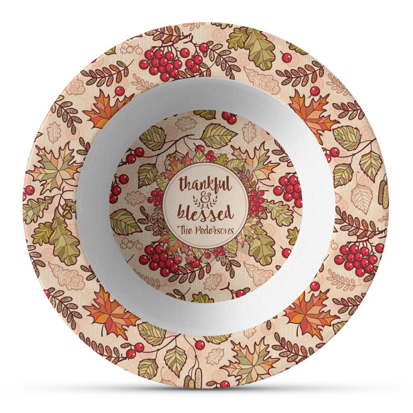 Custom Thankful & Blessed Plastic Bowl - Microwave Safe - Composite Polymer (Personalized)