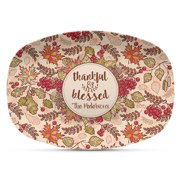 Custom Thankful & Blessed Plastic Platter - Microwave & Oven Safe Composite Polymer (Personalized)