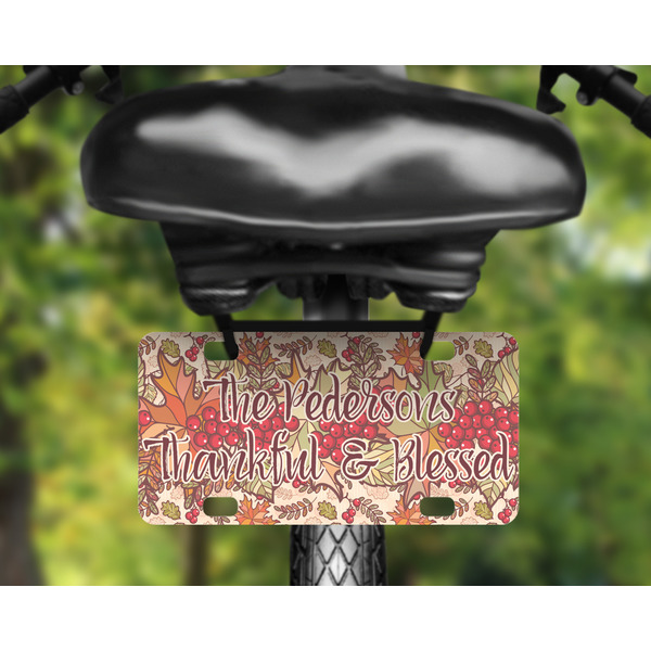 Thanksgiving Quotes and Sayings Mini License Plate on Bicycle