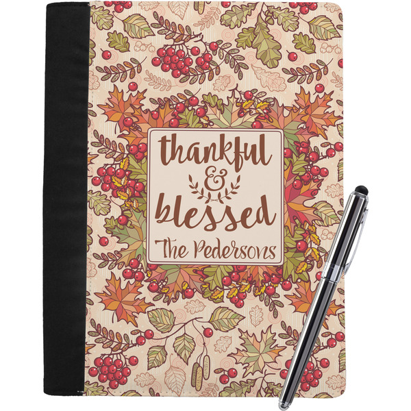Custom Thankful & Blessed Notebook Padfolio - Large w/ Name or Text