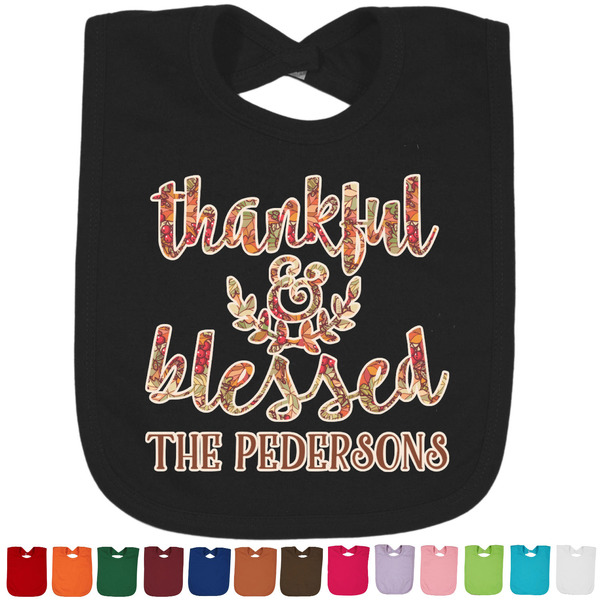 Custom Thankful & Blessed Cotton Baby Bib (Personalized)