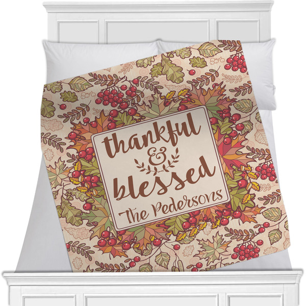 Custom Thankful & Blessed Minky Blanket - Toddler / Throw - 60"x50" - Double Sided (Personalized)