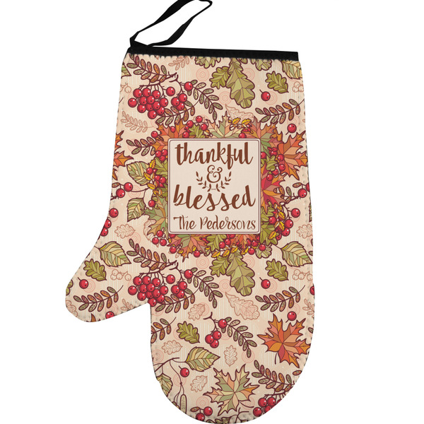Custom Thankful & Blessed Left Oven Mitt (Personalized)