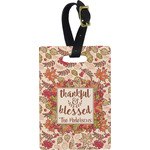 Thankful & Blessed Plastic Luggage Tag - Rectangular w/ Name or Text