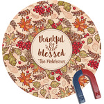 Thankful & Blessed Round Fridge Magnet (Personalized)