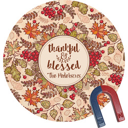 Thankful & Blessed Round Fridge Magnet (Personalized)