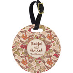 Thankful & Blessed Plastic Luggage Tag - Round (Personalized)