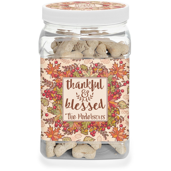 Custom Thankful & Blessed Dog Treat Jar (Personalized)