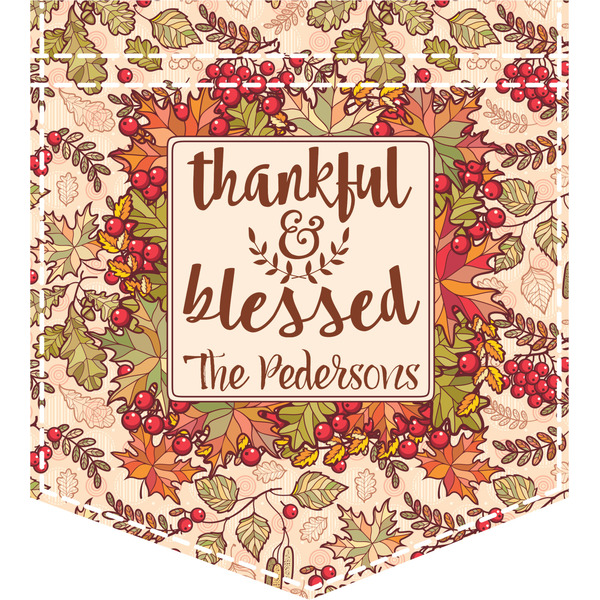 Custom Thankful & Blessed Iron On Faux Pocket (Personalized)