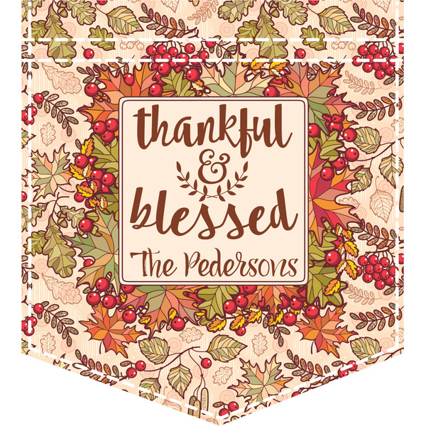 Custom Thankful & Blessed Iron On Faux Pocket (Personalized)