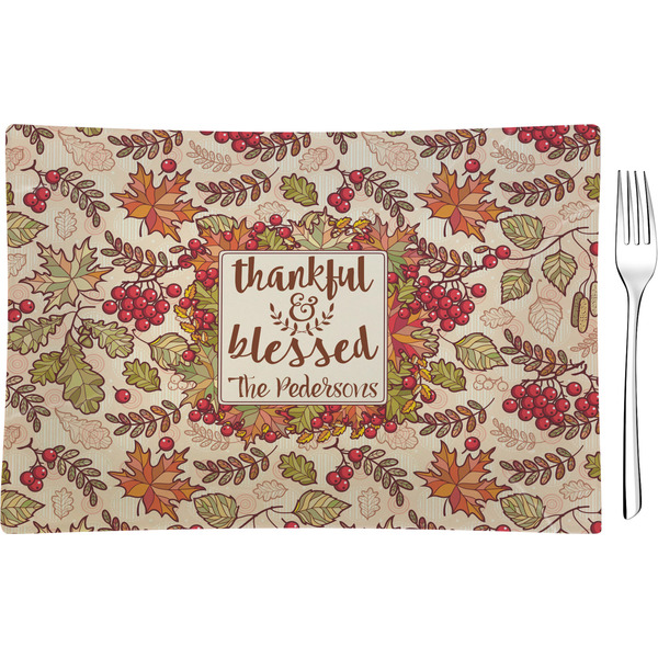 Custom Thankful & Blessed Glass Rectangular Appetizer / Dessert Plate (Personalized)