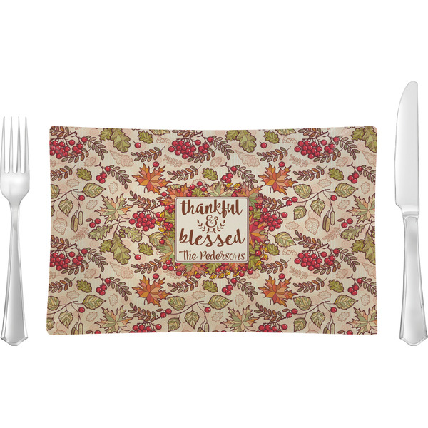 Custom Thankful & Blessed Rectangular Glass Lunch / Dinner Plate - Single or Set (Personalized)