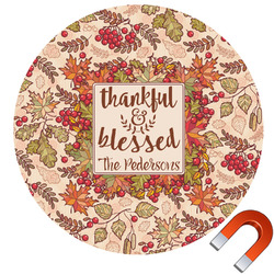 Thankful & Blessed Round Car Magnet - 6" (Personalized)