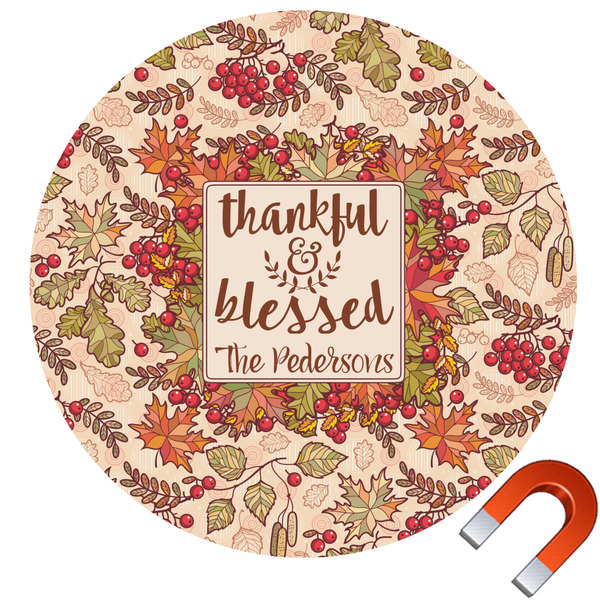 Custom Thankful & Blessed Round Car Magnet - 10" (Personalized)