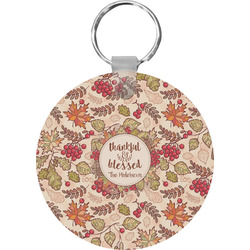 Thankful & Blessed Round Plastic Keychain (Personalized)