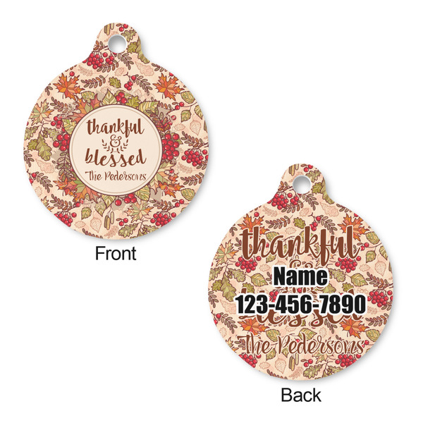 Thanksgiving Quotes and Sayings Round Pet Tag - Front & Back