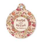 Thankful & Blessed Round Pet ID Tag - Small (Personalized)