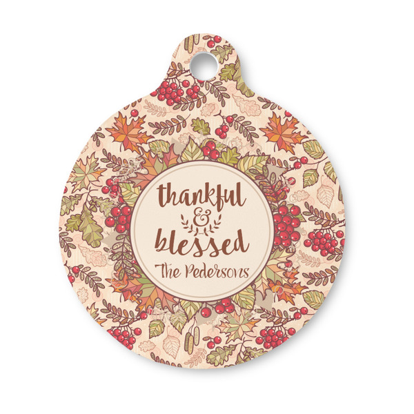 Custom Thankful & Blessed Round Pet ID Tag - Small (Personalized)