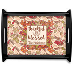 Thankful & Blessed Black Wooden Tray - Large (Personalized)