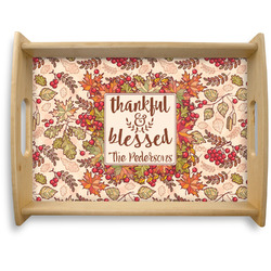 Thankful & Blessed Natural Wooden Tray - Large (Personalized)