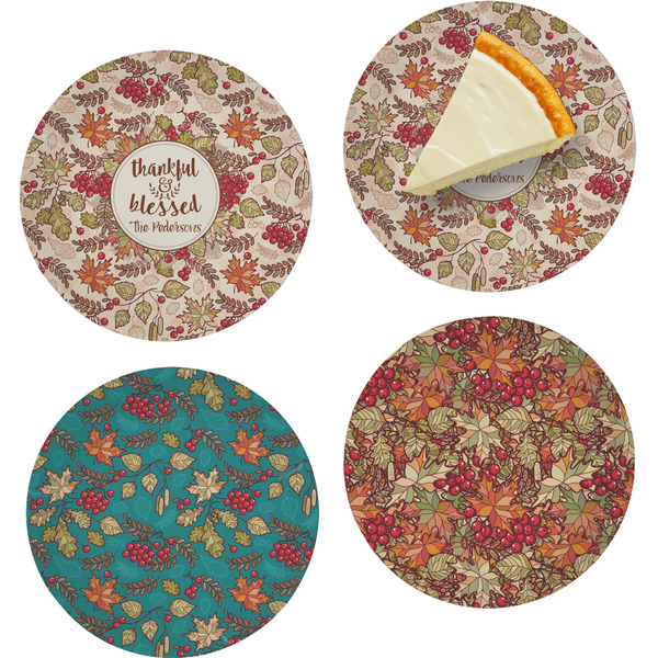 Custom Thankful & Blessed Set of 4 Glass Appetizer / Dessert Plate 8" (Personalized)